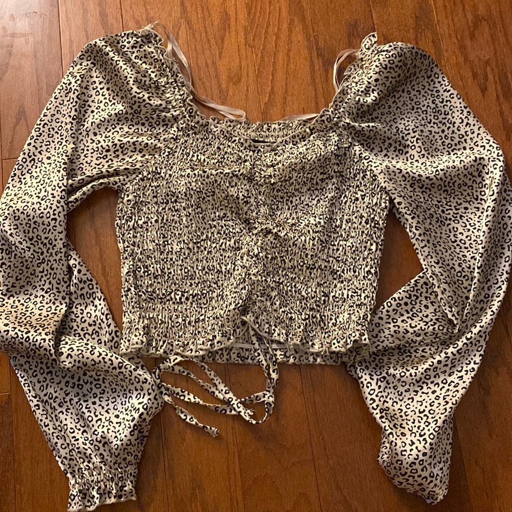 Cropped Silk Cheetah Blouse
